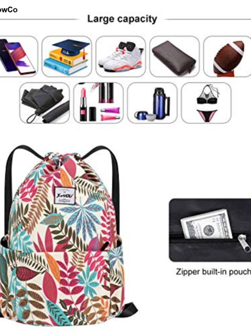 XEYOU Drawstring Backpack Polyester Gym Sackpack Waterproof - Picture 4 of 6